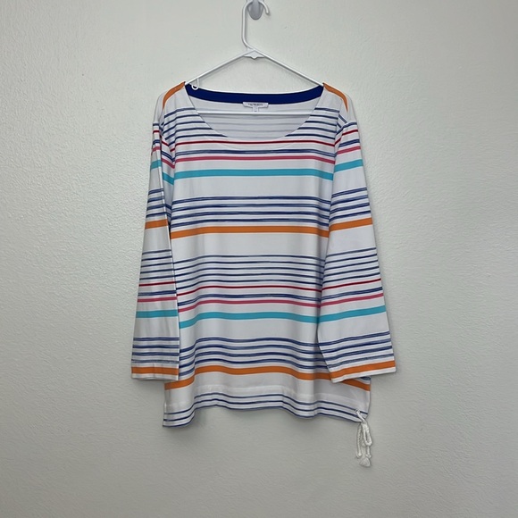 T by Talbots Drawstring Top Stripes - Picture 2 of 7